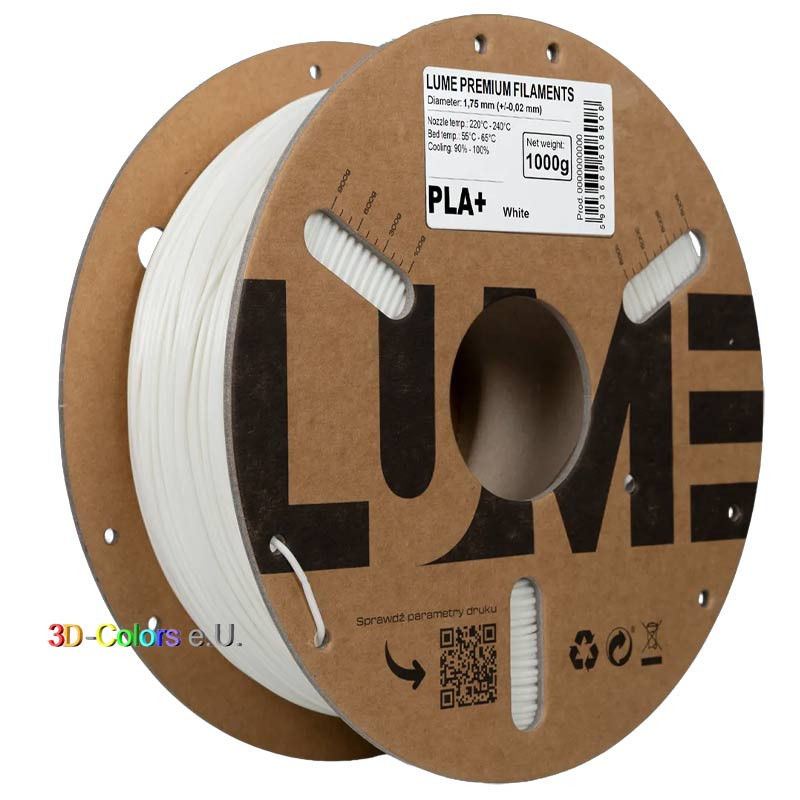 LUME PLA+ Filament White 1,75 mm – 1 kg – Premium 3D Druck Filament